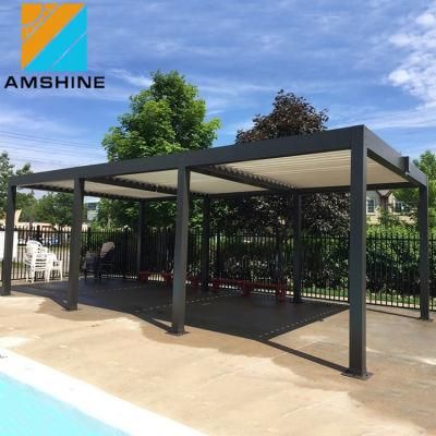 Four Seasons 4*3 3*4 Metal Gazebo Garden Louvered Roof Motorized Aluminum Pergola with Sides Pergola Roof