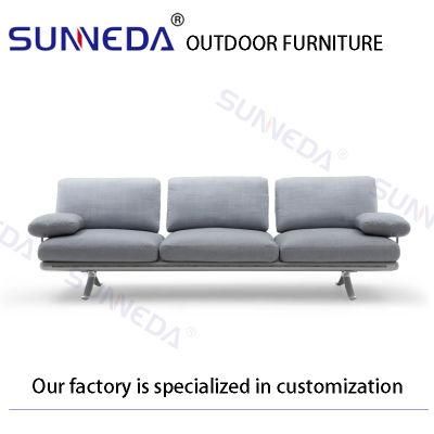 Aluminum Woven with Round Ribbon Outdoor Sofa with Waterproof Cushion