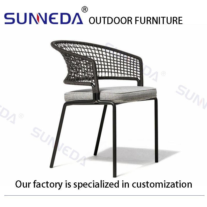 Patio Outdoor Weave Square Lattice Style Aluminum Frame Elegant Chair