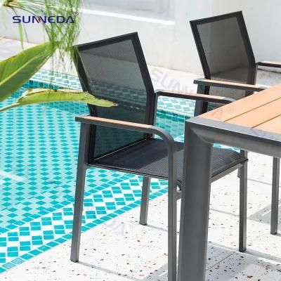 Classic Modern Garden Patio Dining Tea Table Chairs Aluminum Frame Fabric Furniture Set