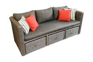 Garden Aluminum Rattan Furniture Lounge Sofa Set with Locker Drawer