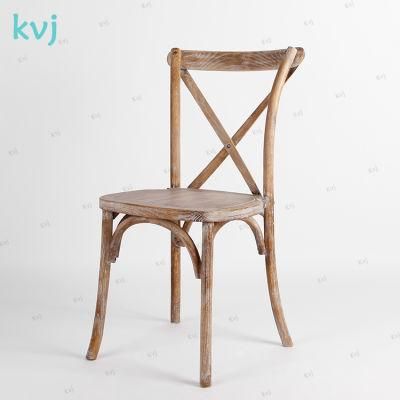 Kvj-6002 Classic Wedding Oak Wood Antique Rustic Crossback Chair