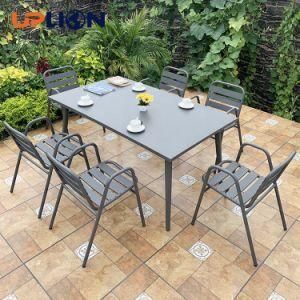 Uplion Outdoor Leisure Rectangular Coffee Table and Chair Garden Balcony Patio Metal Dining Table and Chairs