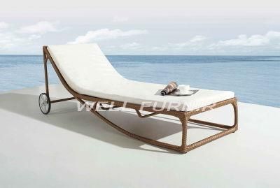 All-Weather Unadjustable Single Rattan Sun Lounge (WF-7349)