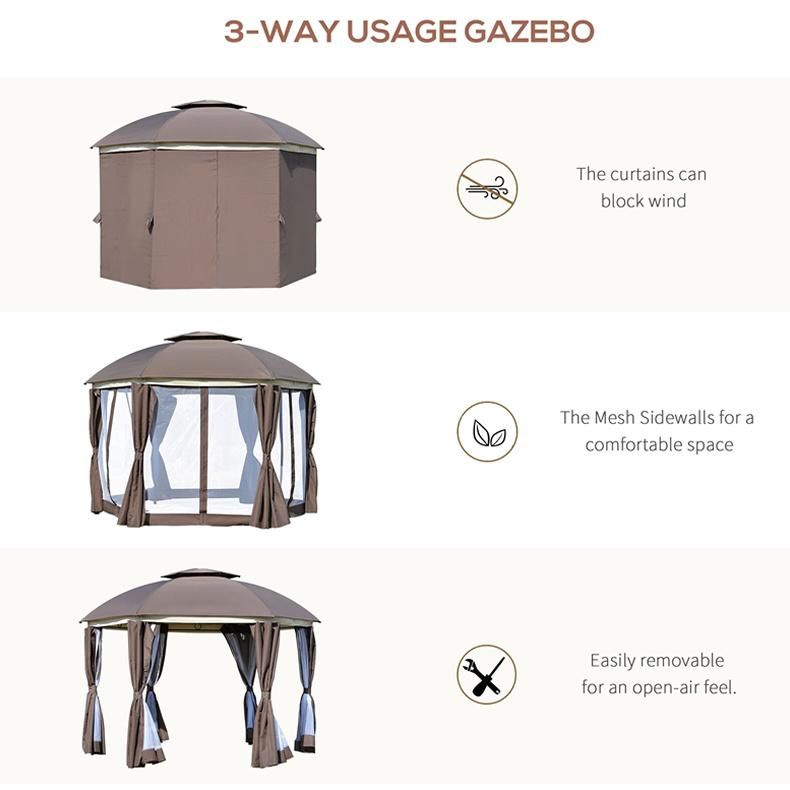 Outdoor Folding Gazebo Canopy Tent with Mosquito Netting