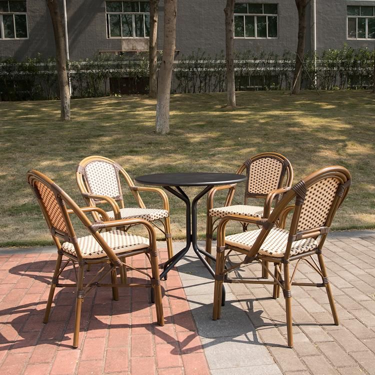 Outdoor Garden Set Stackable Cafe Patio Armchair Furniture Rattan Chair with Arms (SP-OC426)