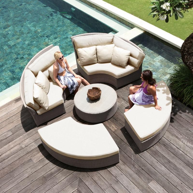 Custom Modern Luxury Outdoor Fairy Lounge Patio Chairs and Table Sofa Outside Aluminum Rattan Garden Set Outdoor Furniture