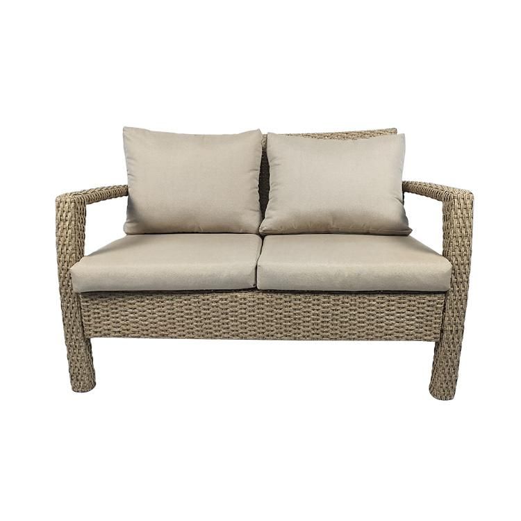 Hot Sale Modern Outdoor Aluminum Frame Sea Grass Color PE Rattan Sofa