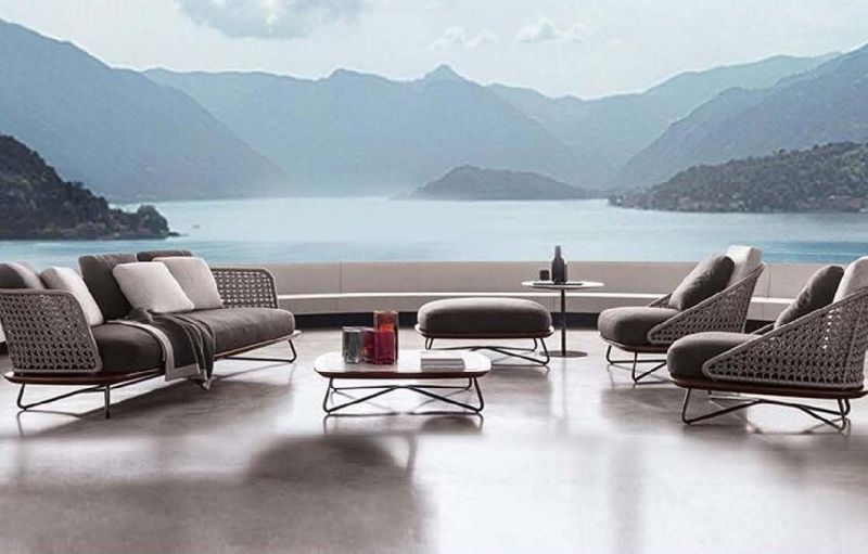Modern Luxury Leisure Round Outdoor Garden Furniture Rattan 8 Seater Sofa Set Patio Furniture Sectional Modular Outdoor Sofa