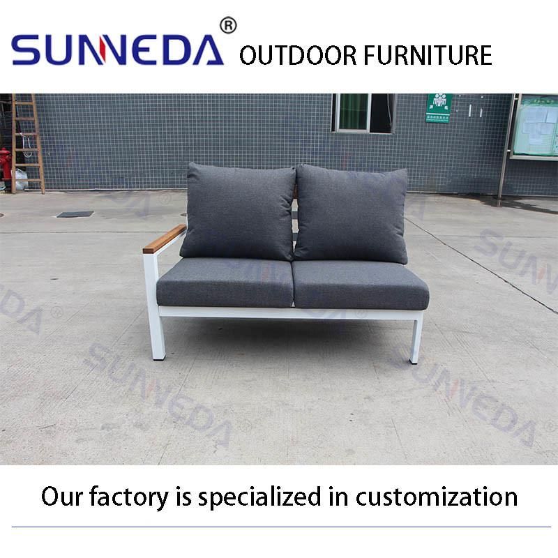 Aluminum Metal Frame Teak Wood Coffee Table Sofa Set Outdoor Garden Furniture