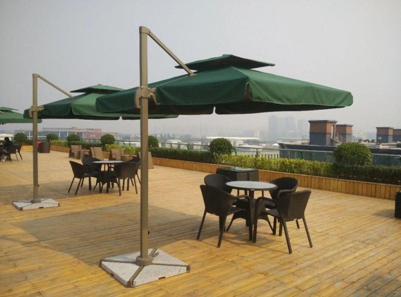 Outdoor UV Roman Umbrellea Waterproof Material Furniture 3*3m Handing Umbrella with LED Light Parasol