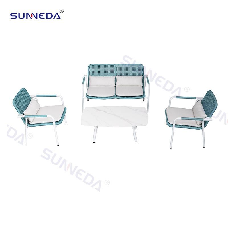 Modern Webbing Aluminum Dining Set Poolside Dining Chair