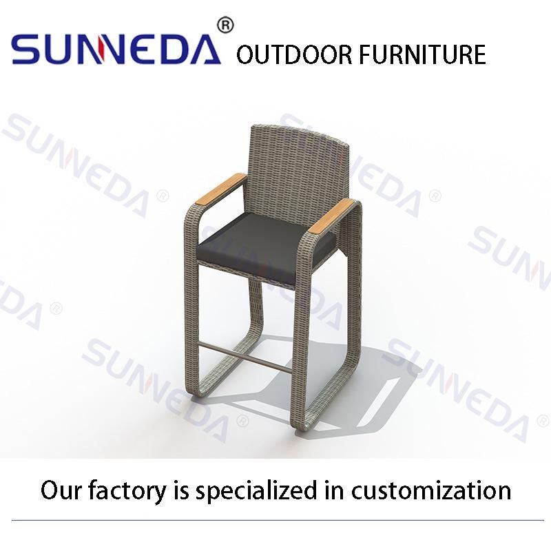 Water-Proof Wicker Metal Bistro Bar Tall Chair