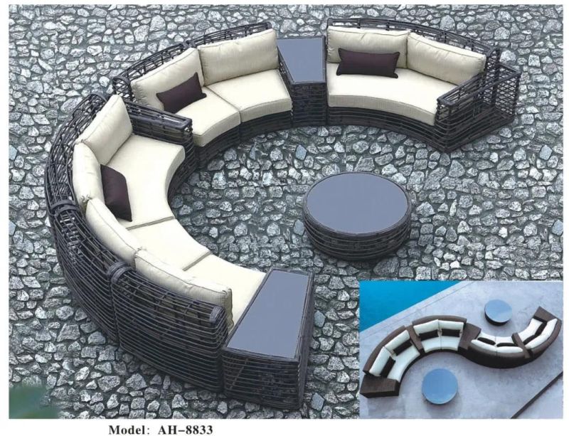 Hot Selling New Designs Outdoor Furniture Dark Brown Wicker Urbana Sofa, Sectional Sofa Set for Outside or Inside