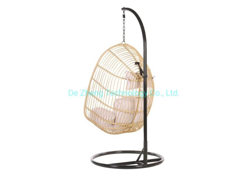 Modern Bird Nest Shape Patio Swing Hanging Chair PE Rattan Indoor Swing