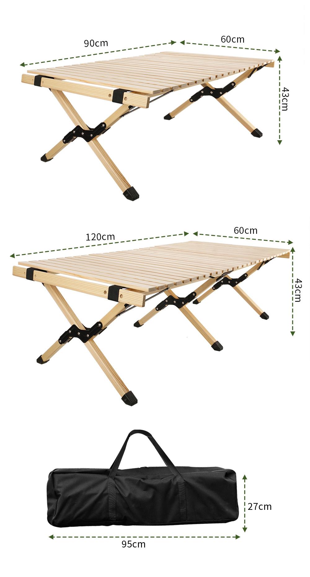 Custom Beach Picnic Camp Wooden Portable Folding Camping Egg Wood Roll Outdoor Folding Table