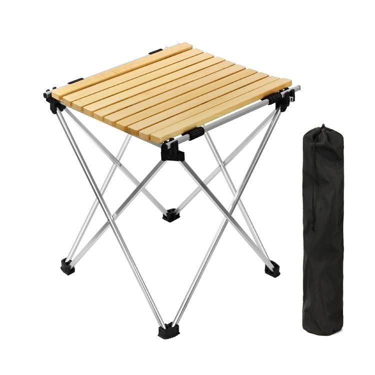6061# Hight Quality Aluminum Frame Wooden Camping Folding Table
