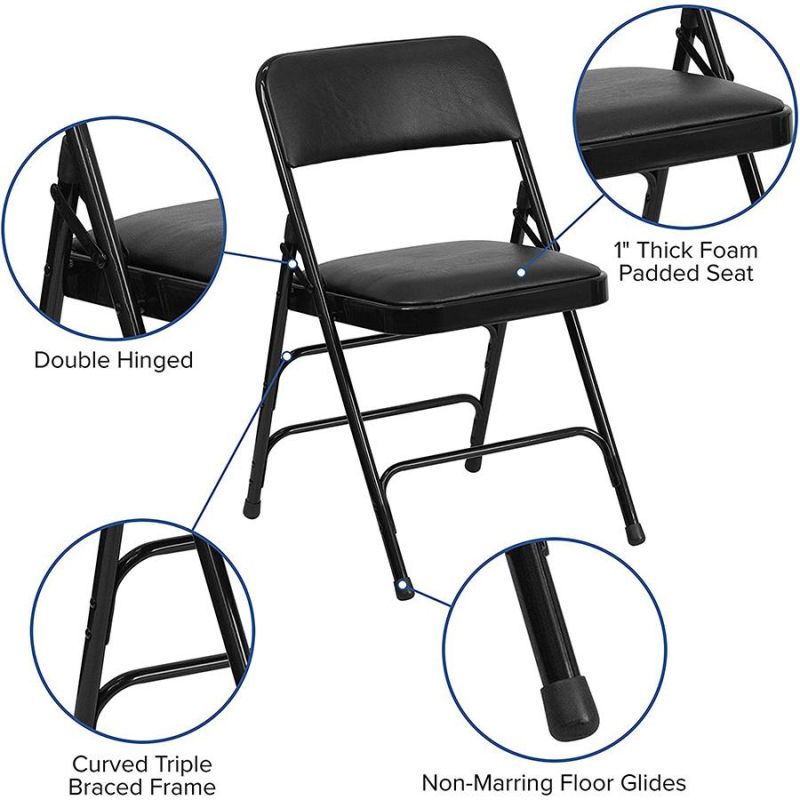 Black Portable Light Weight All Metal Folding Events Chairs with Pad