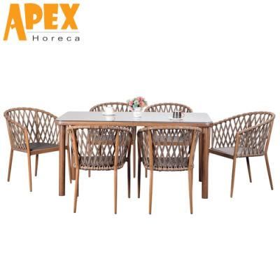 Garden Woven Rope Chair Aluminum Frame Table Outdoor Furniture Set