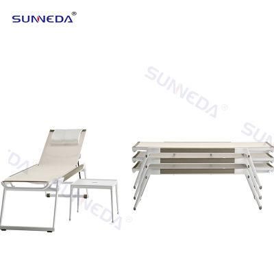 Pool Sun Lounge with Waterproof Teslin Mesh and Stackable Structure