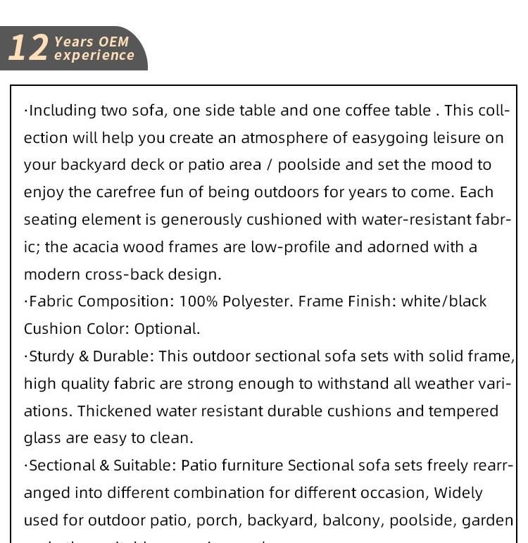 Modern Leisure Sectional Patio Outdoor Garden Metal Furniture