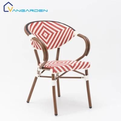 Vangarden Excellent Metal Rattan Stacking French Bistro Chair