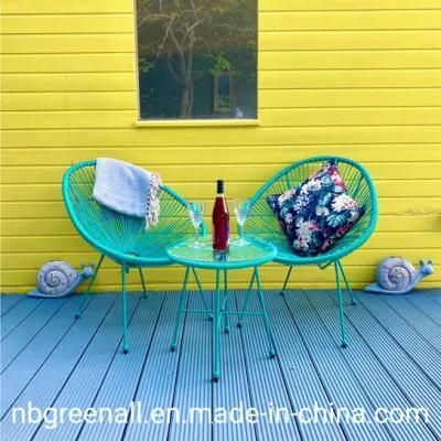 Colorful Garden Patio Rattan Round Glass Chair 2 Egg Chairs Bistro Furniture Set Outdoor