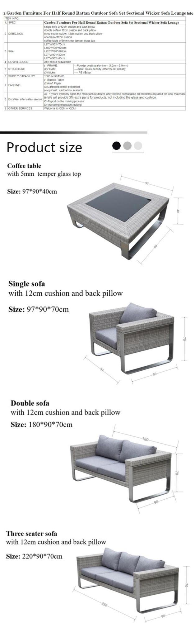 Rattan Sofa Patio PE Wicker Sofa Lounge Outdoor Garden Sofa
