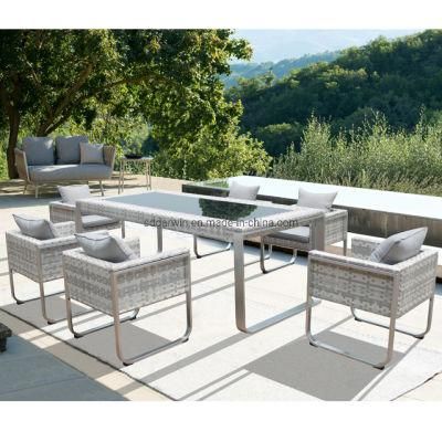High Quality Aluminum Outdoor PE Wicker Rattan Garden Dining Set with Table and Chairs