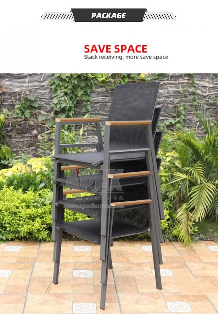 Outdoor Aluminum Dining Chair with Poly Wood Garden Chair