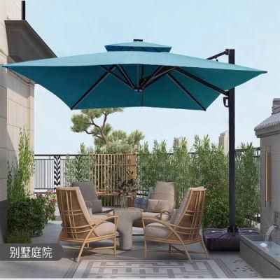 Outdoor Courtyard Garden Traditional Double Top Hydraulic Side Pole Umbrella