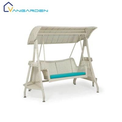 Luxury Patio Adult Double Wicker Swing Garden Chair with Canopy