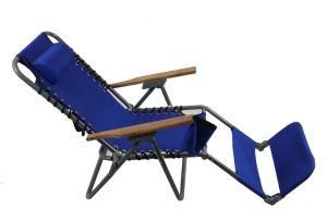 Folding Bed with a Pillow and Footrest Beach Chair Garden Chair