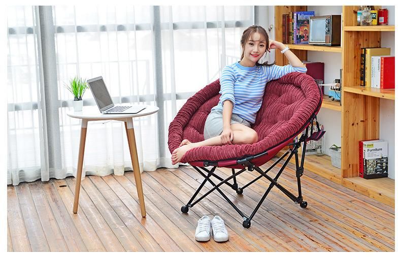 Fashion Chaise Lounge Folding Lunch Break Corduroy Moon Chair Lazy Sofa Sofa Balcony Backrest Modern