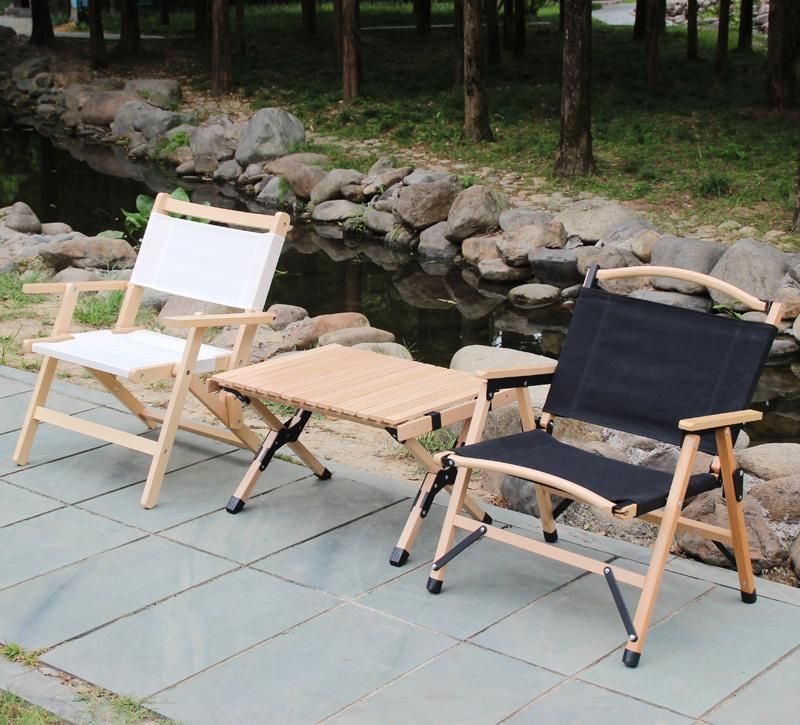 Outdoor Chair Lawn Chairs Solid Beech Wood Material with Arms Portable Gas Stove