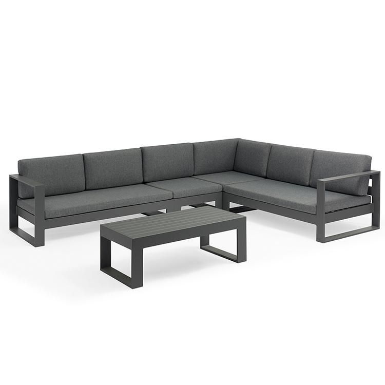 Modern Large Outdoor Sofa Set with Aluminum Frame and Waterproof Fabric for Garden Use