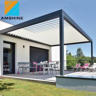 Modern Design Winter 4X3 Terrace Motor Motorised Louvre Roof Price White Restaurant Pavilion Gazebo Aluminium Pergola