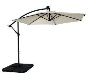 10FT Round Shape Cantilever Market Patio Solar LED Strip Light Garden Parasol Umbrella
