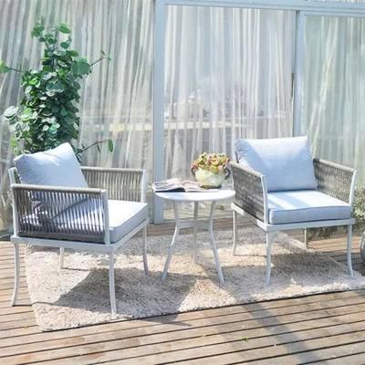 Garden Rope Woven Waterproof Leisure Chair Aluminum Table Rust-Proof High Quality Outdoor Dining Sets