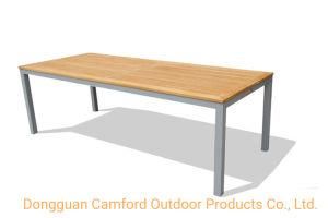 Outdoor Patio Garden Contemporary Table / Aluminum / Aluminum Base / Rectangular/Teak