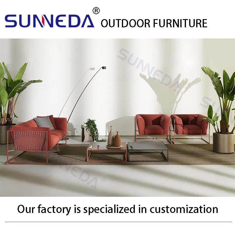 Simple Style Aluminum Frame and Waterproof Round Rope Garden Courtyard Sofa Furniture