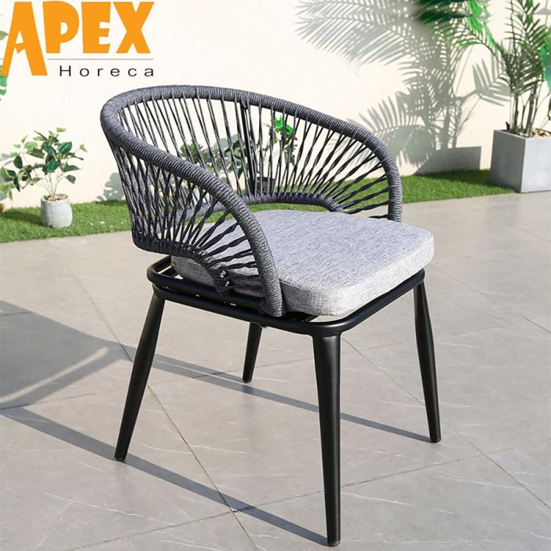 Braided Rope Back Garden Armchair Hotel Balcony Aluminum Dining Chair