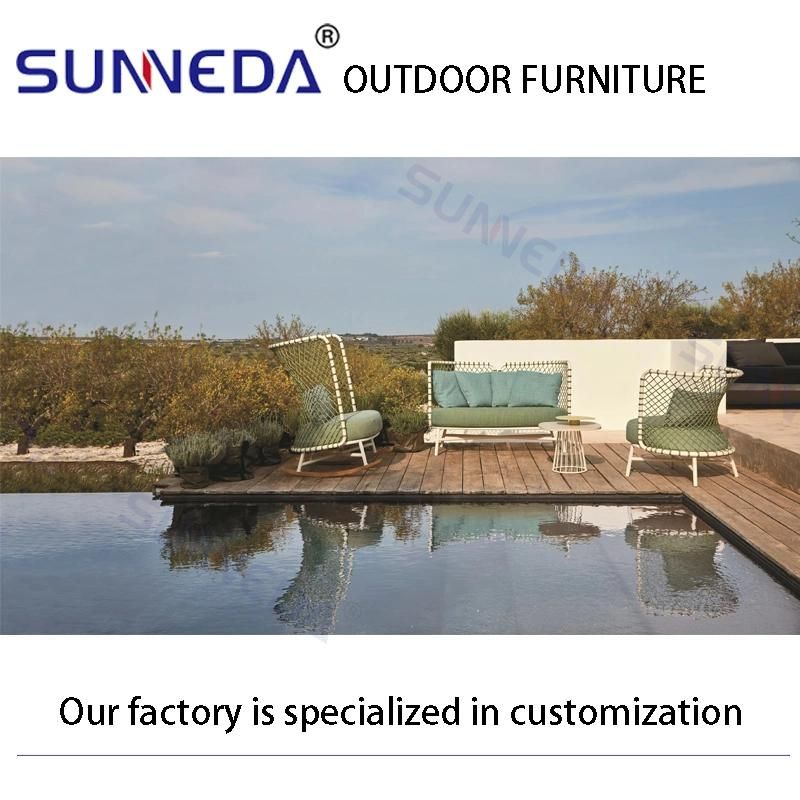Minimalism Patio Sofa Set Round Webbing with Tarpaulin Seat and Back