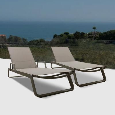 Textilene + Aluminum Single OEM Foshan Beach Chair Sun Lounger