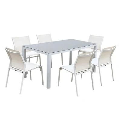 Metal European OEM Patio Table Rectangle Outdoor Dining Furniture Sets