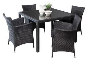 Outdoor 5PCS Garden Rattan Wicker Furniture Dining Set Chair Table
