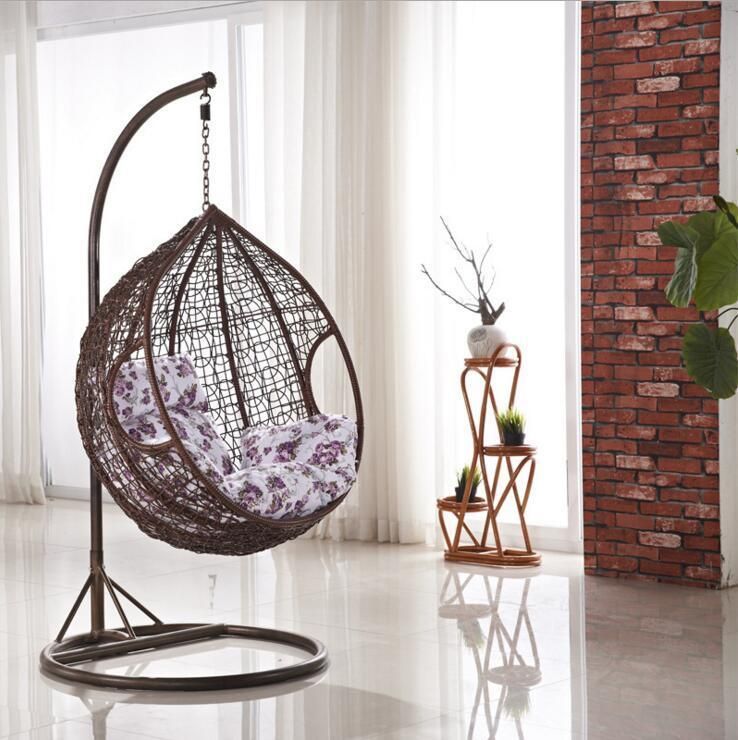 Leisure Rattan Wicker Patio Egg Indoor Outdoor Swing Cushion Chair