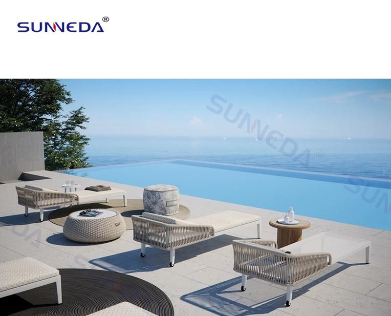 Hotel Leisure Webbing Aluminum Sun Lounge Poolside Outdoor Daybed