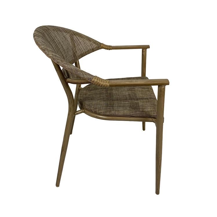 Leisure Outdoor Mesh Upholstery Lumber Support Bamboo Color Cafe Bistro Garden Furniture
