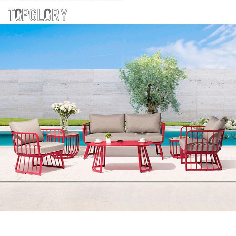 Wholesale Modern Outdoor Aluminum Frame Fabric Cushion Sofa Set